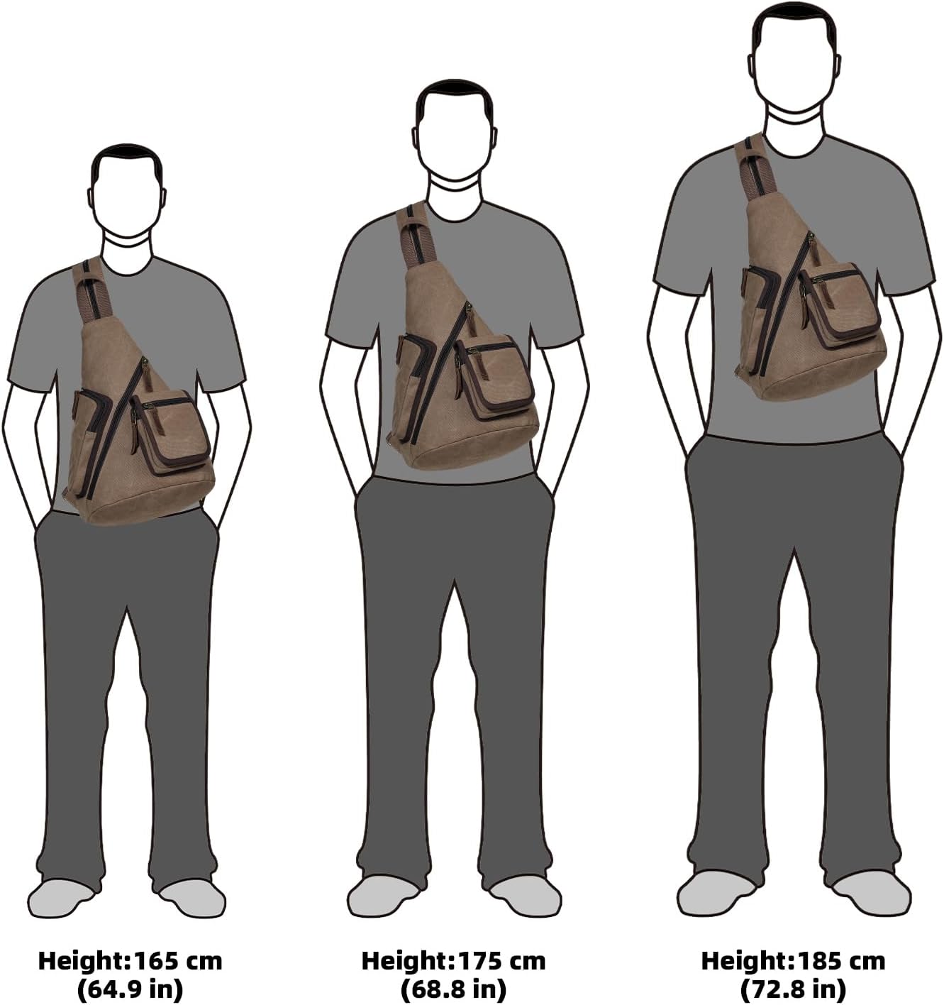 KL928 Canvas Sling Bag - Casual Crossbody Shoulder Daypack Rucksack Backpack for Men Women, Brown - Image 6