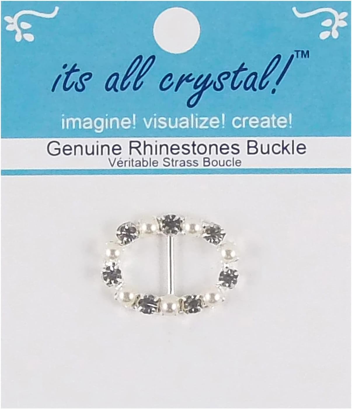 3 Pcs Genuine Crystals Rhinestones Buckle- Silver Finish Pearls Oval Metal Buckle Wedding Invitations Evening Wear- #3818
