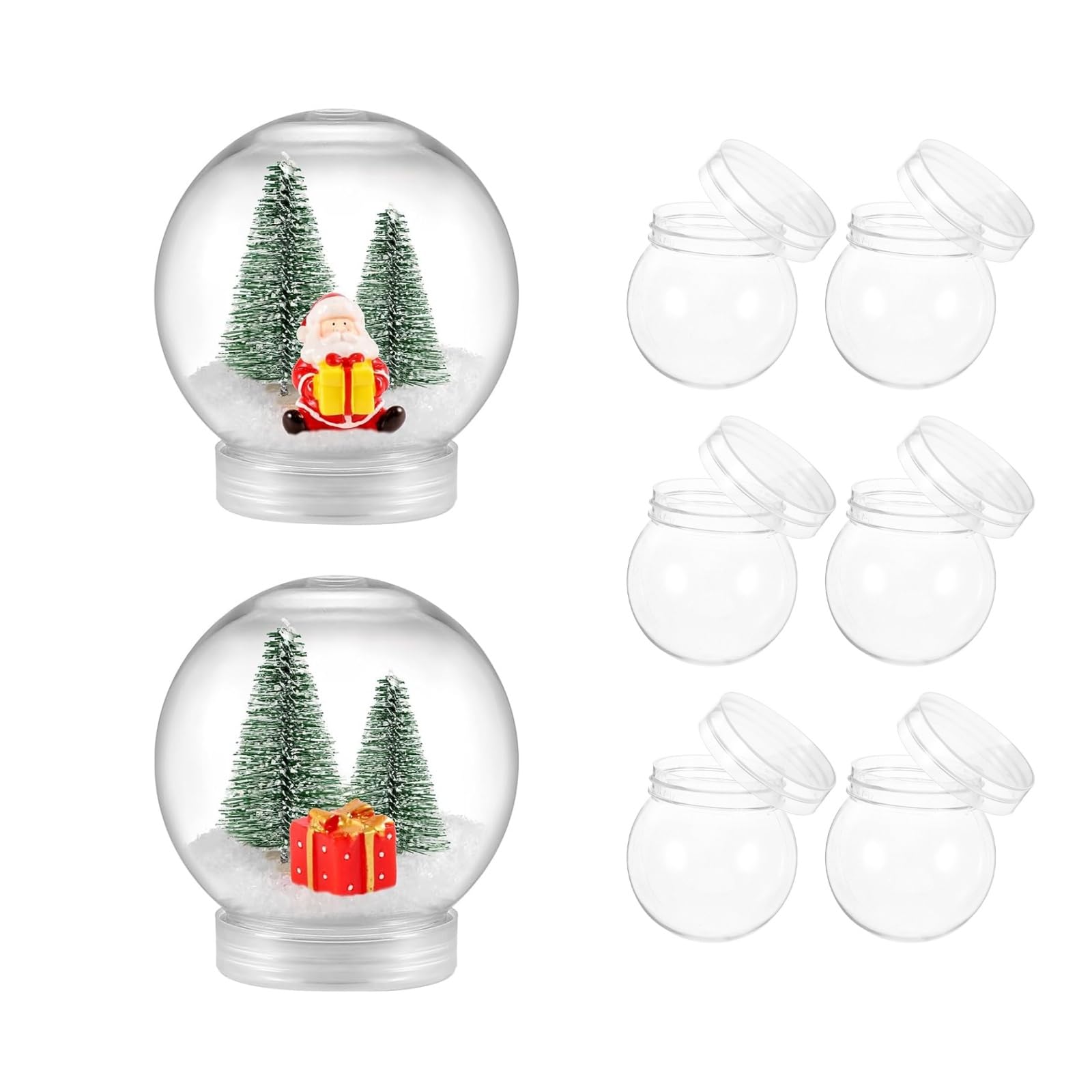 MAGICLULU 8Pcs 3 inch DIY Snow Globe Clear Plastic Water Globe with Screw Off Cap DIY Christmas Water Globe Fillable Snow Globe with Lid for DIY Crafts Christmas Valentine Home Decoration
