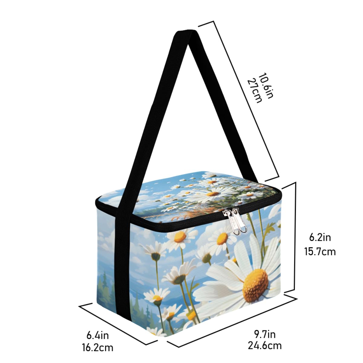 Lunch Bags for Women Men 9 Cans,Honeybee Daisy Hot & Cold Food Delivery Bag Insulated Grocery Bag Insulated Lunch Box Daisy Cooler Bag for Office Work Picnic Beach