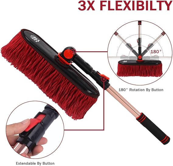 Extendable Auto Duster, Wax Cotton Loop End, 3 Pcs