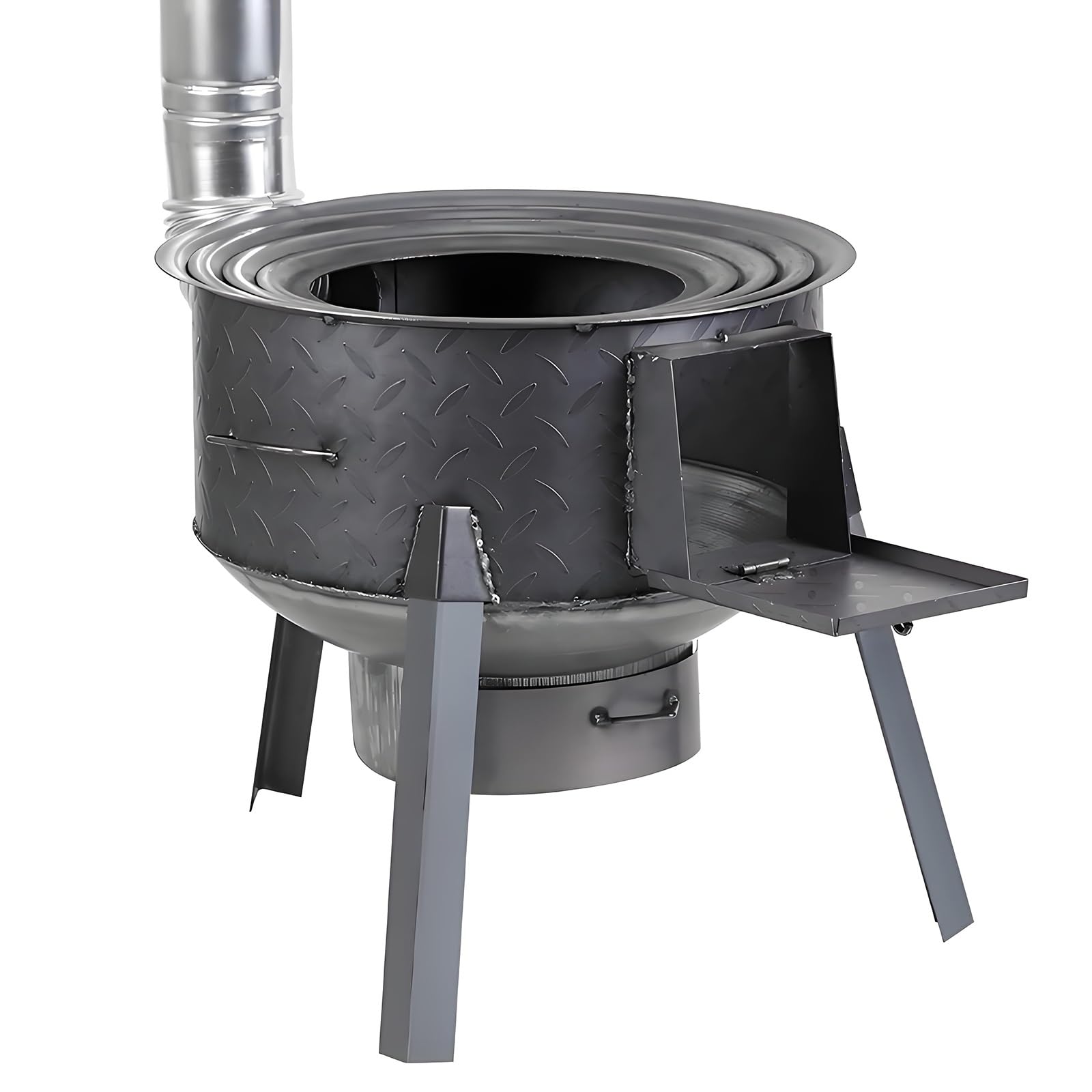 Stufa a Legna Portatile e Smontabile In Acciaio Rinforzato Stufa a Legna In Ghisa Robusta e Durevole con Gambe Rimovibili Estese per Interno ed Esterno(48cm)