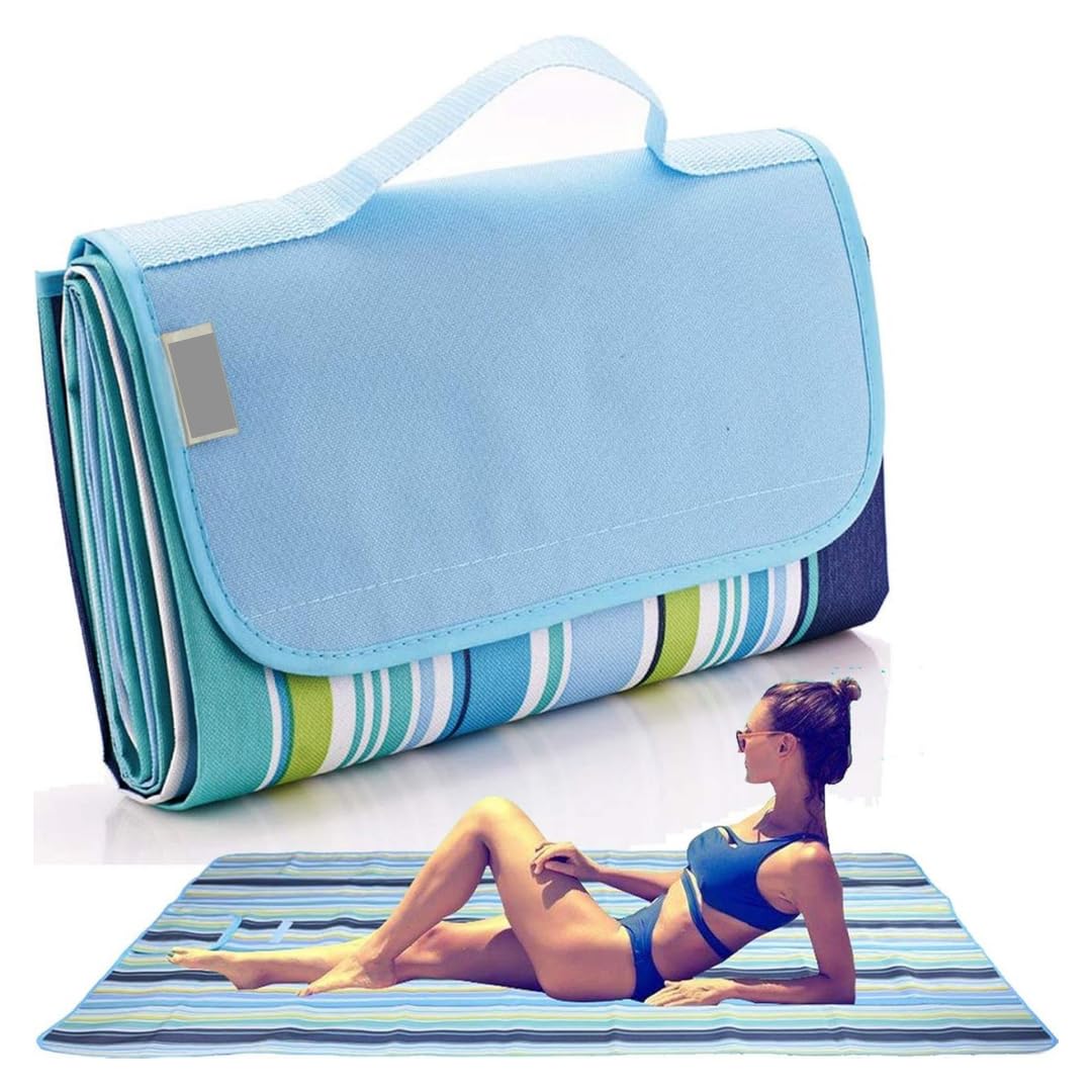 DHYANEXA Enterprise Picnic Beach Camping Blankets, Outdoor Picnic Mat for Family, Beach, Park, Travel, Camping, Hiking and Music Festivals with Bags(57" x 79") (Blue) (B0DFWSY1NK) Amazon Price History, Amazon Price Tracker