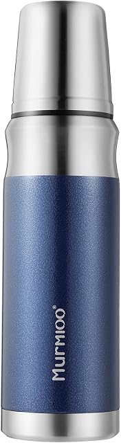 Murmioo travel vacuum flaskstainless steel insulated bottle, built-in cap cup, cold for 24 hours, heat for 12 hours, BPA Free leak proof, sweat free 17oz/500ml Blue