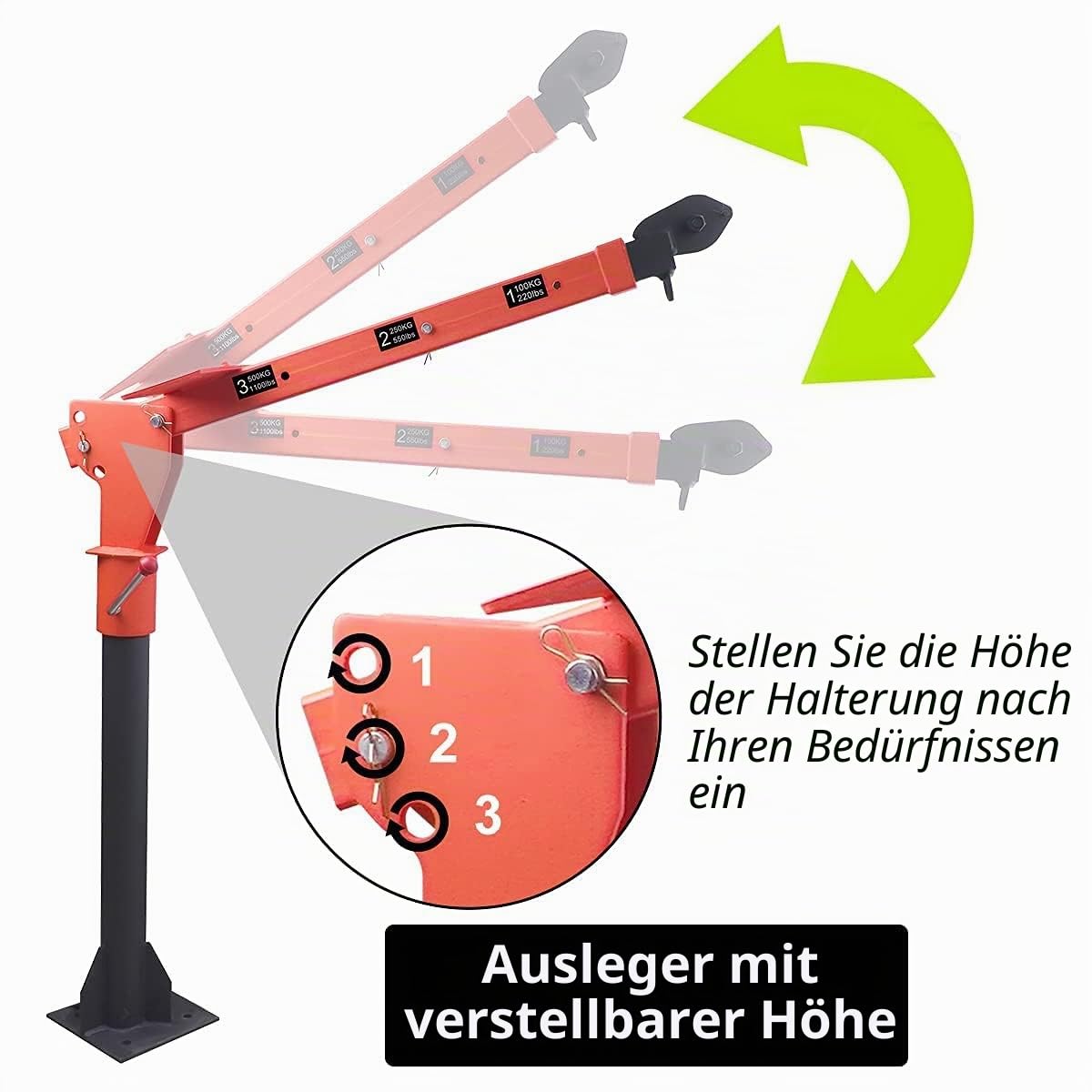 Pismire 499 kg Kran & 1587,6 kg 12 V Seilwinde Combo – zusammenklappbares LKW-montiertes Design, 360° drehbar, lackierter Stahlausleger für Pickup-Trucks, Orange