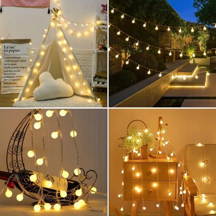 Image of Lexton Decorative 14 Ball LED Serial String Light | 4 Meter Long, 14 LED, Plug Sourced | Best for Christmas, New Year, Diwali Light (Pack of 1, Warm White)