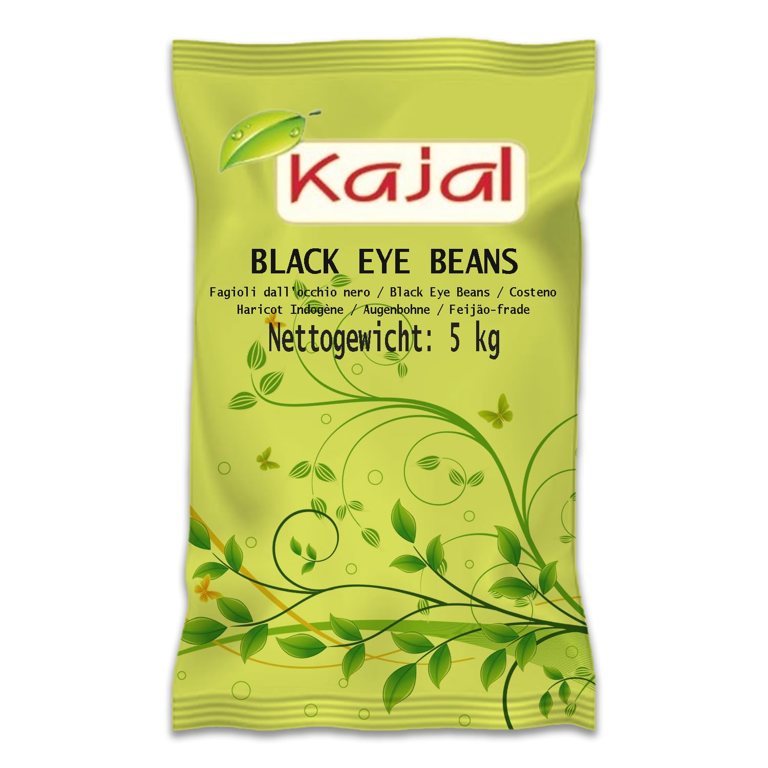 Kajal Schwarzaugenbohnen 5kg - Hochwertige getrocknete Schwarzaugenerbsen für Salate, Eintöpfe und Beilagen - Reich an Eiweiß, Ballaststoffen und Nährstoffen, ideal für eine gesunde Ernährung