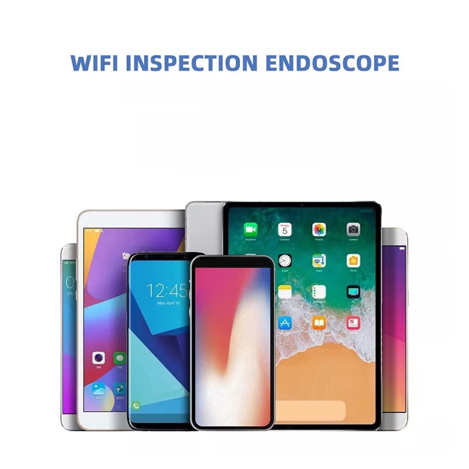 Cámara Endoscopio Industrial Lente De 8mm HD USB-C WiFi Boroscopio De Inspección Inalámbrico Impermeable 6/8 LED For Teléfonos Móviles(10m,1200P Soft Cable)