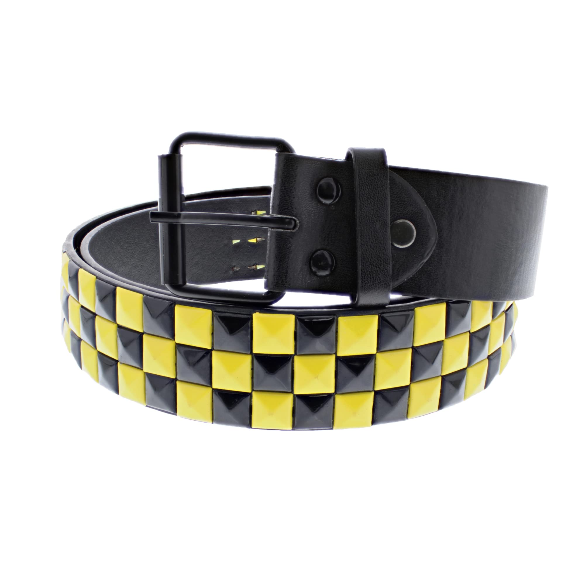 Zac's Alter Ego Bicolour Chessboard 3 Row Pyramid Studded Belt