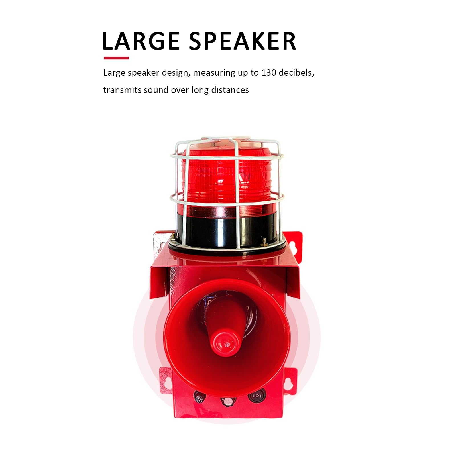 Torre de sirena de alarma de seguridad, alarma de luz de sonido de 130 dB, volumen ajustable, montaje en pared, uso interior y exterior, para fábricas y seguridad del hogar