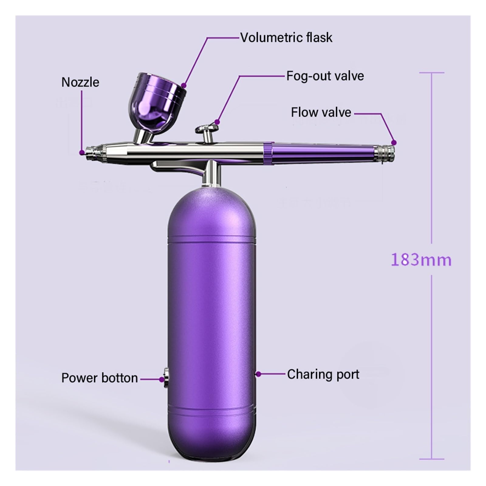 Aerografo con compressore Cura del viso for unghie Torta Tatuaggio Trucco Vernice Pistola a spruzzo Iniettore di ossigeno a d'aria Controllo Preciso(Glod)