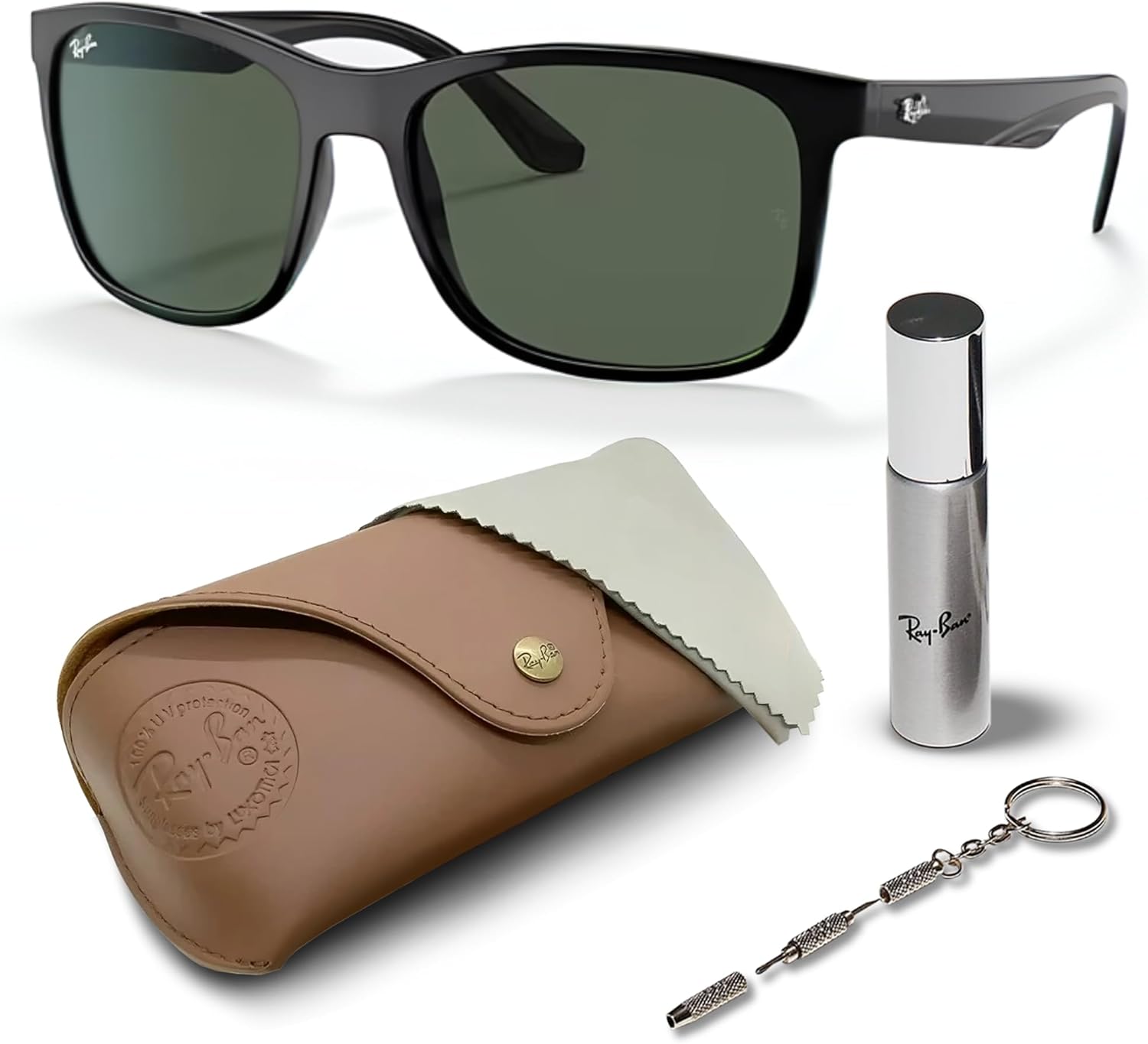 Ray-Ban RB4232 Square Shaped Sunglasses for Men & Women with Official RAYBAN Eyewear Kit