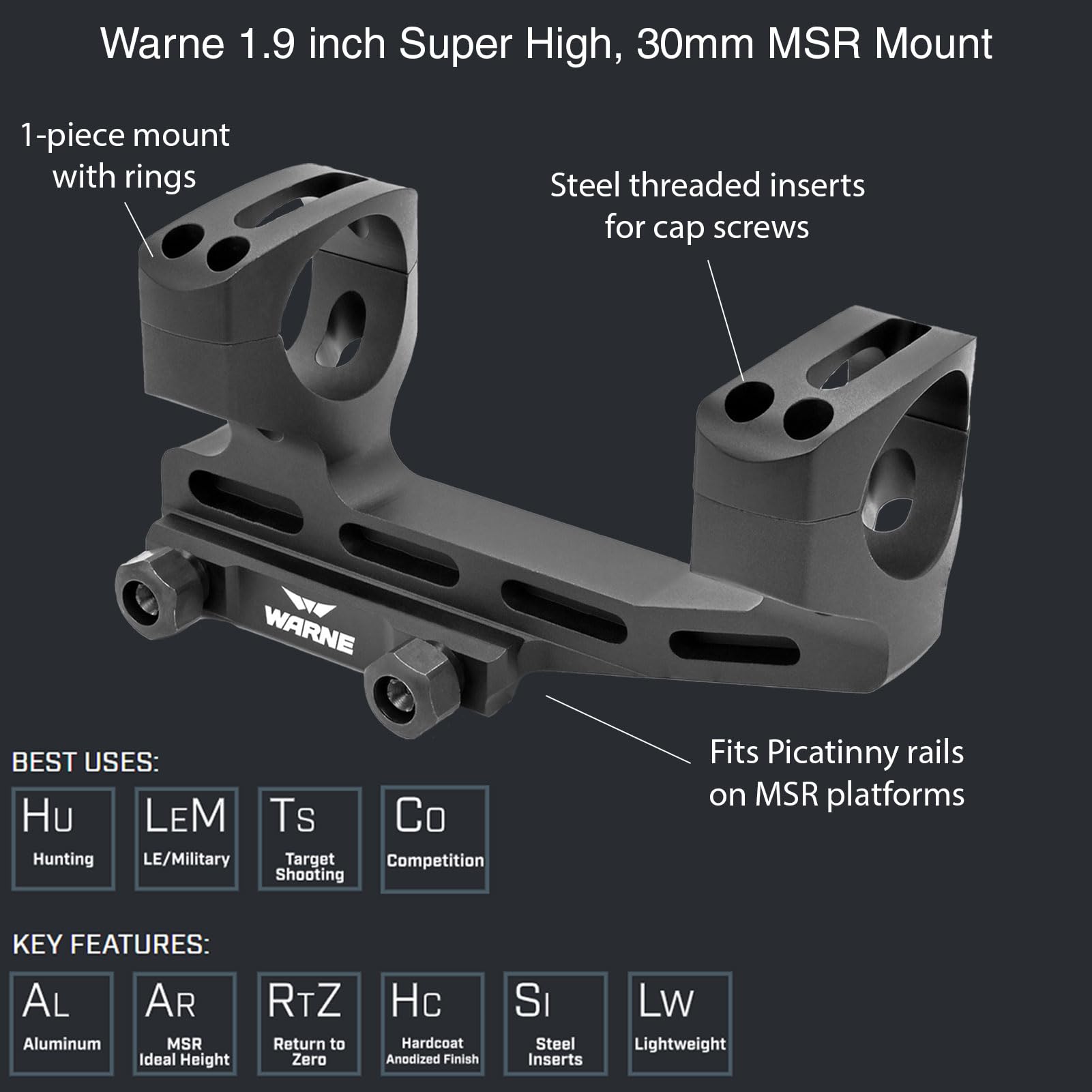 Warne X-SKEL Mount FDE 30mm (Leupold PEQ PVS PSQ ATPIAL ptw