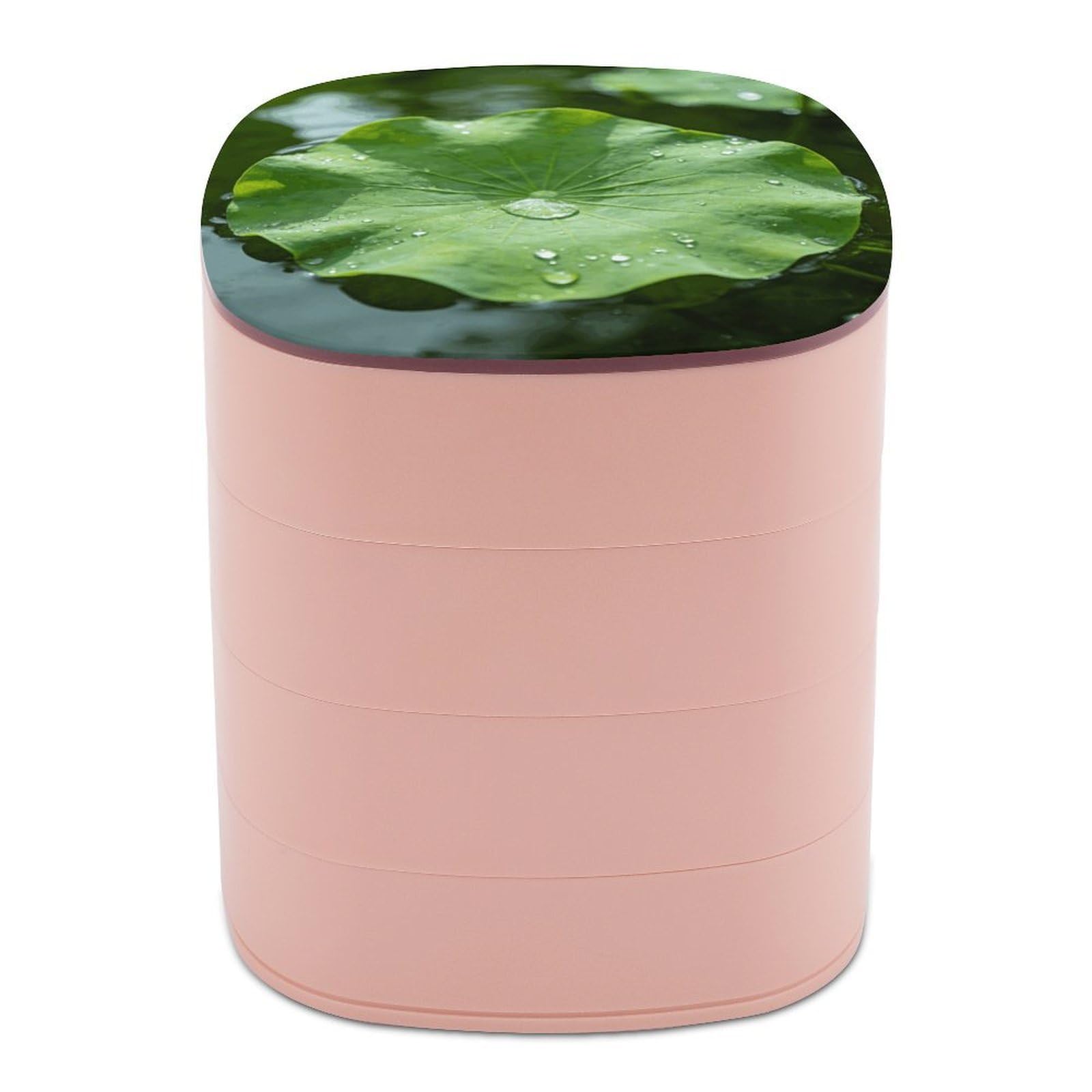 LZQPOEAS Green Lotus Leaf Jewelry Box Women Jewelry Organizer Travel Jewelry Case Cute Necklace Ring Storage Organizer 4-Layer Rotating Jewelry Tray Case with Mirror for Bracelets