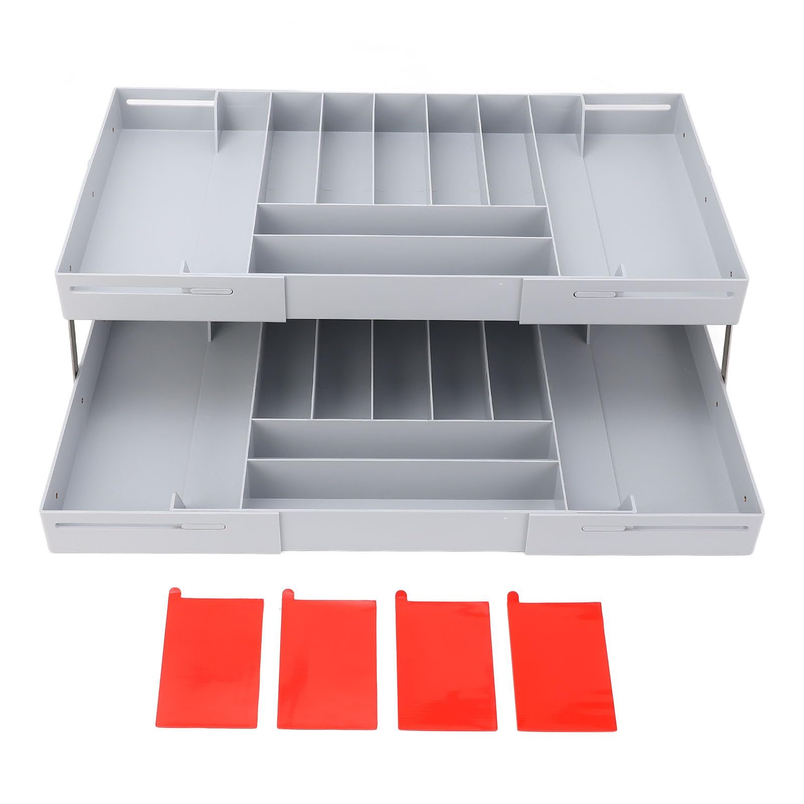 Organizadores de Cajones,Bandejas Plegables para Organizar Maquillaje,organizador de escritorio extensible de varios niveles,Adecuado para el hogar y la oficina(gris)