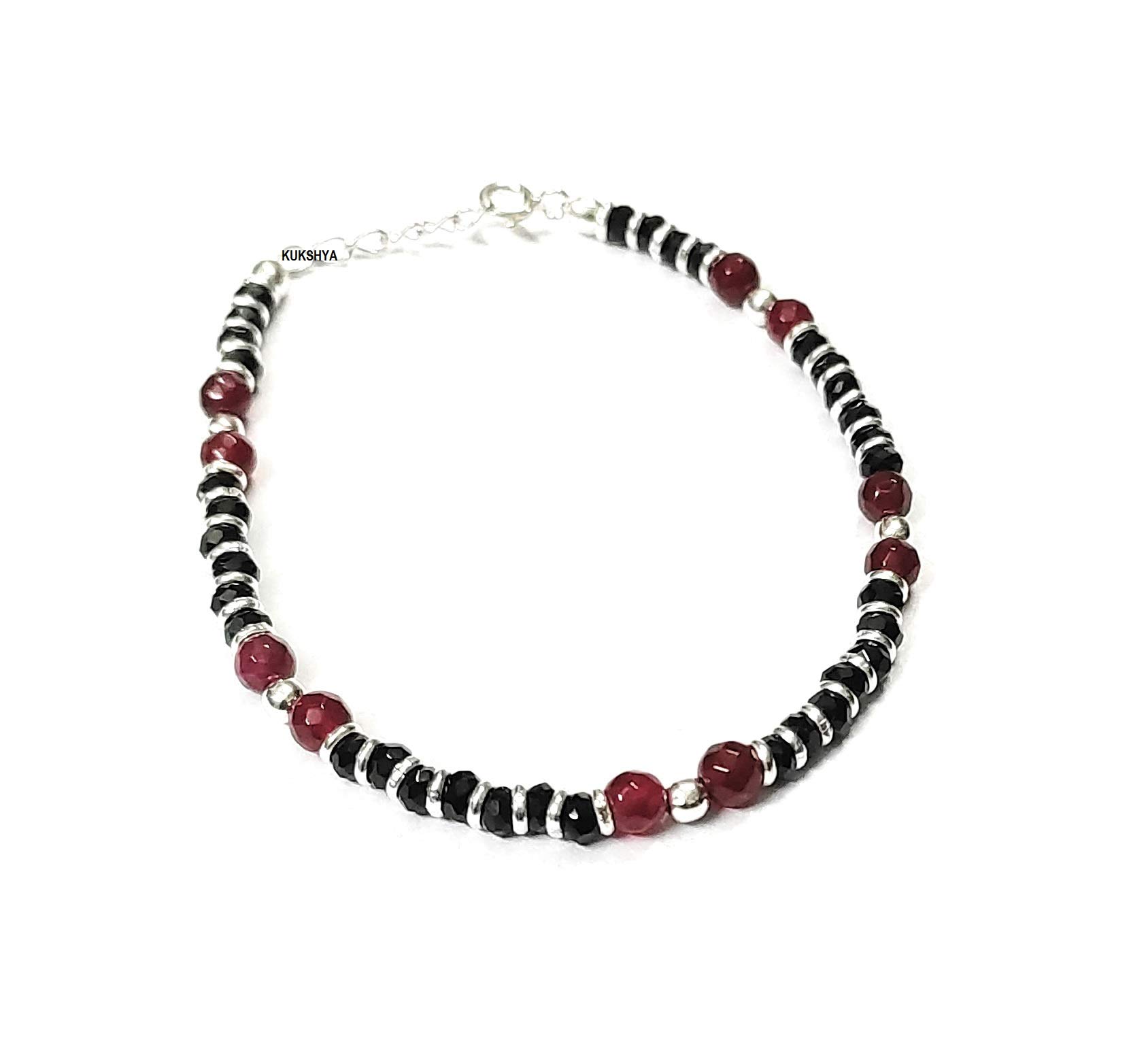 KUKSHYA JEWELLERS Exclusive 925 Sterling Silver Mehroon Black Nazariya Bracelet Adjustable for Women & Girls (GB 043) (B08VN9X1HW) Amazon Price History, Amazon Price Tracker