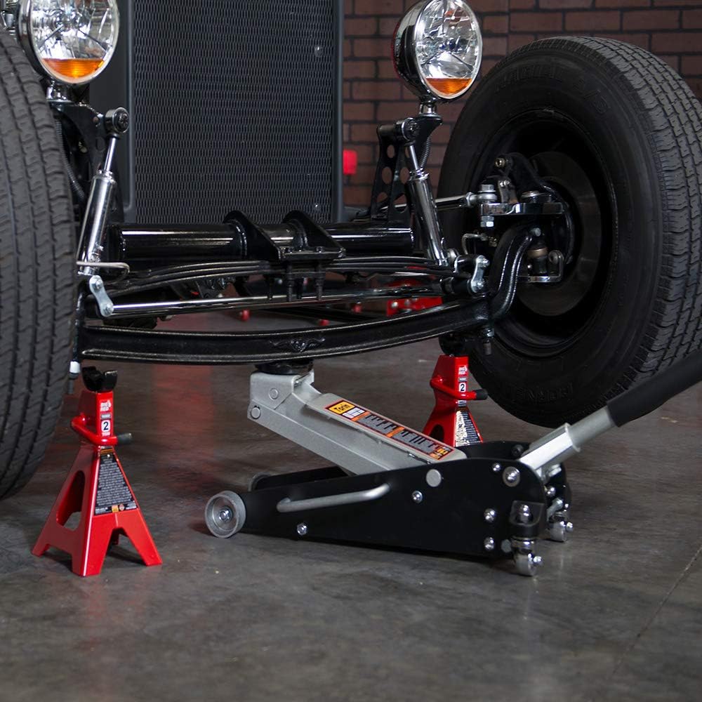 Torin Floor Jack,2.5 Ton Aluminum and Steel Hydraulic Low Profile Car Jack with Dual Piston Quick Lift Pump,Lightweight Racing Floor Jack for Vehicle,5,000 lb Capacity,Black,T84025B
