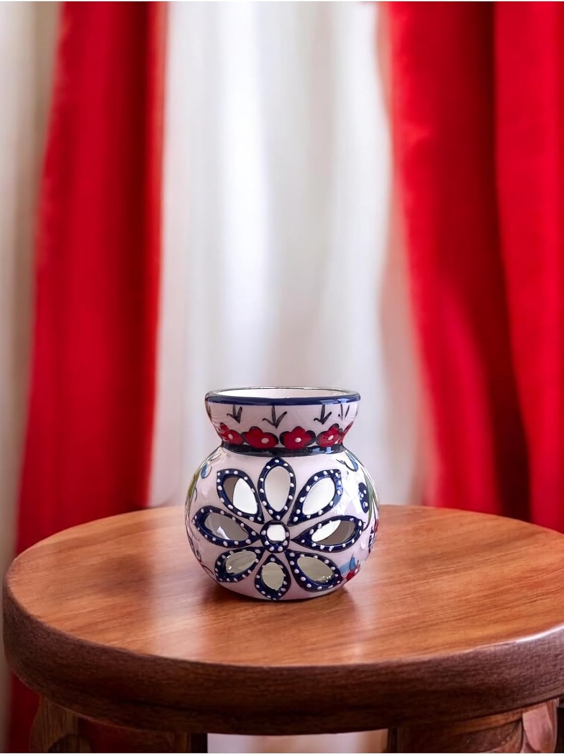 Handmade Ceramic Incense Burner Kütahya Çinisi White, Decorative Incense Holder for Aromatherapy, Home Fragrance - White