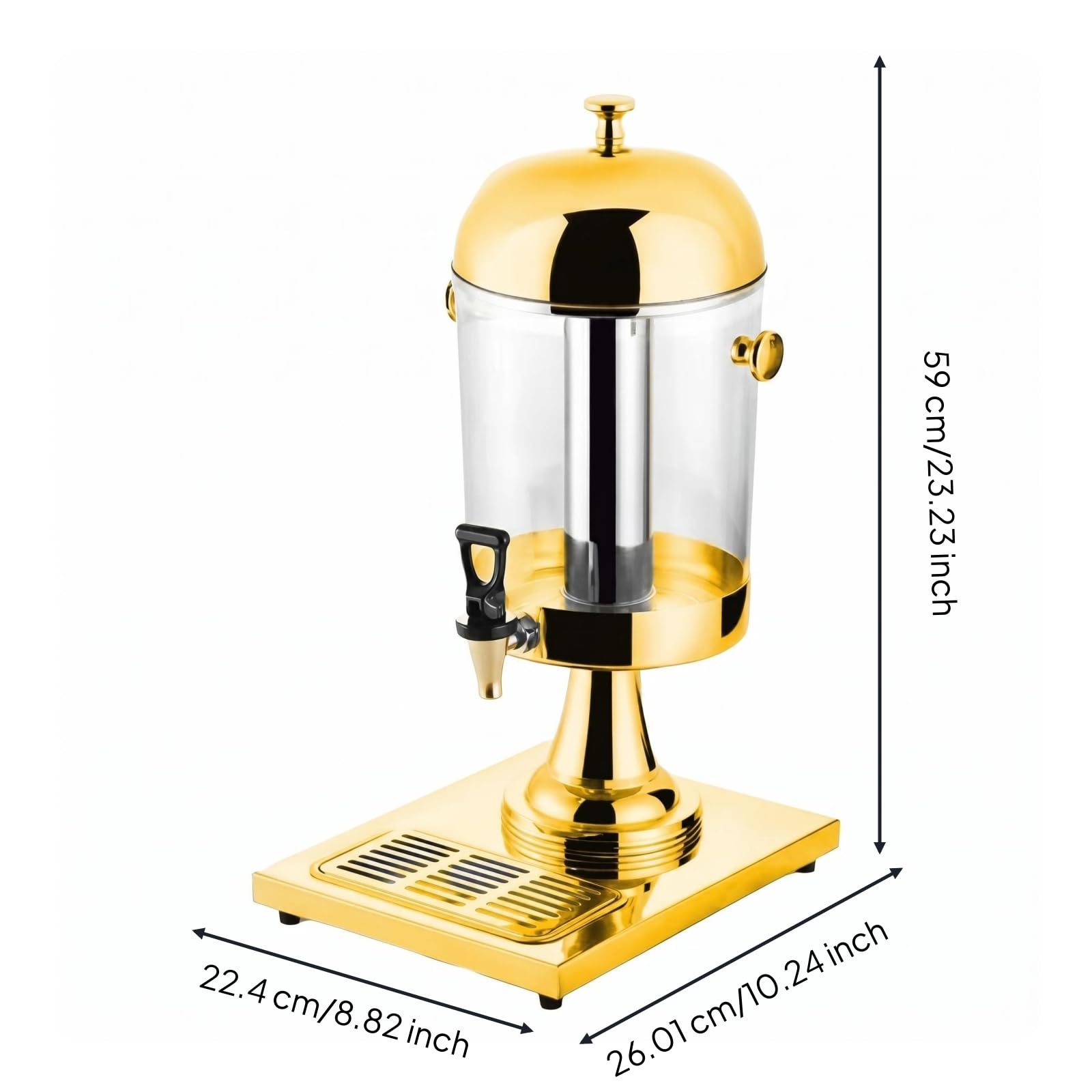 Dispensador Bebida Acero Inoxidable Bandeja Antigoteo Dispensador Bebida con Grifo Dorado