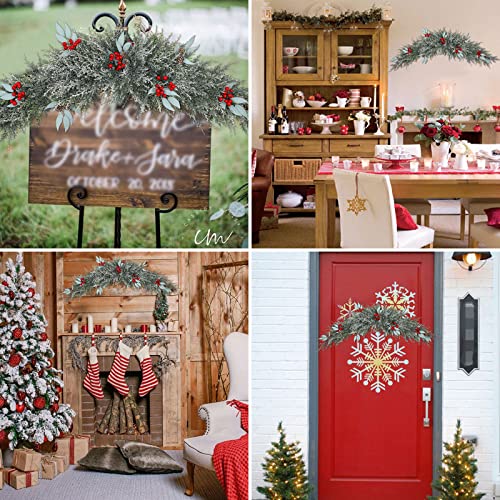 U'artlines Christmas Swag For Front Door Artificial Decorative Swag Decoration With Pine Cone, Berries For Indoor & Outdoor Window Wall Fireplace Mantle Home Holiday Xmas Decor (43" Frost White) #TOP5