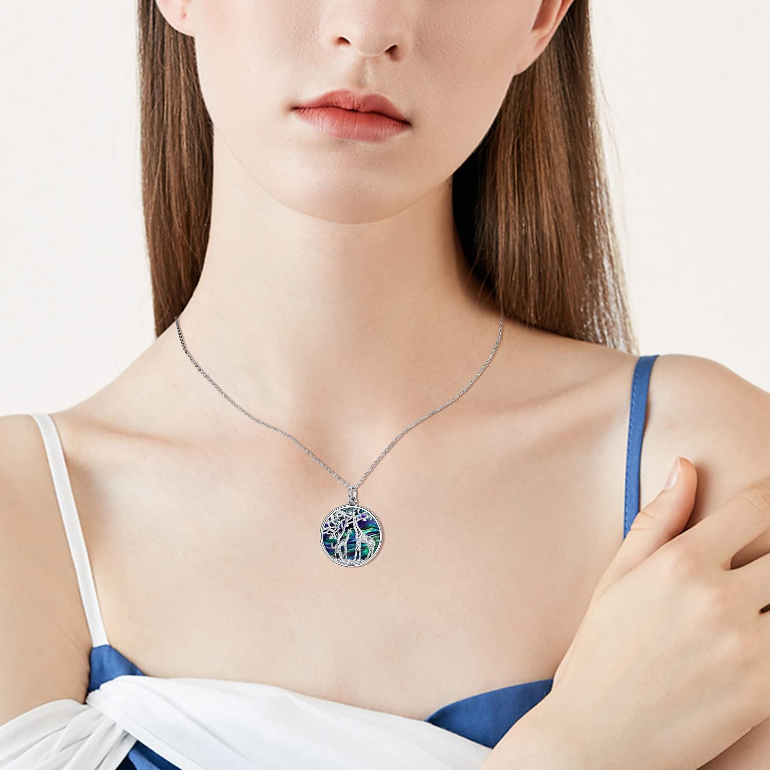 Giraffe Necklace 925 Sterling Silver Tree of Life Family Love Pendant Necklace Jewelry Birthday Gifts for Women Mother - Image 3