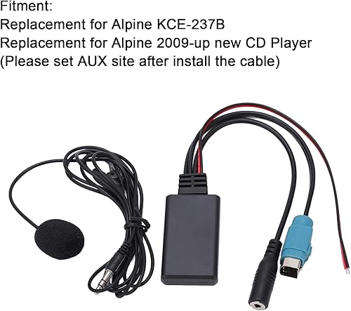 Miniatura 2 de Aramox Módulo Bluetooth AUX IN, adaptador de cable Bluetooth AUX IN estéreo de velocidad completa con micrófono extraíble de repuesto para Alpine