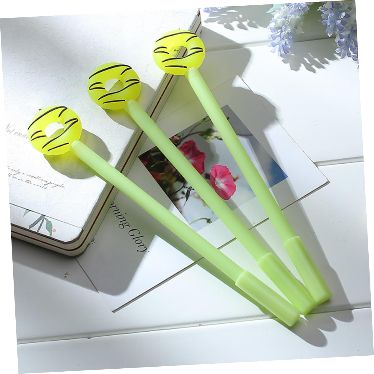 Tofficu 24pezzi Penne Sfera Carine Forma Di Ciambella Strumenti Di Scrittura Per Studenti Blu Arancione Nero e Verde Forniture Per Ufficio e Scuola
