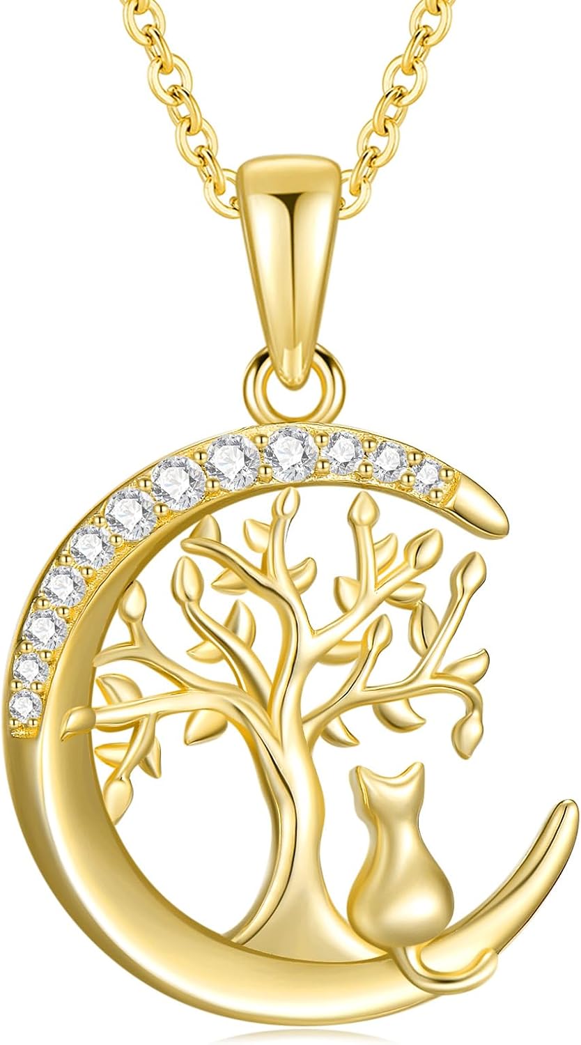 14K Real Gold Necklace for Women - Sunflower/Cross/Infinity/Butterfly/Compass/Tree of Life Pendant Yellow Gold 14 Karat Gold Pendant Necklace