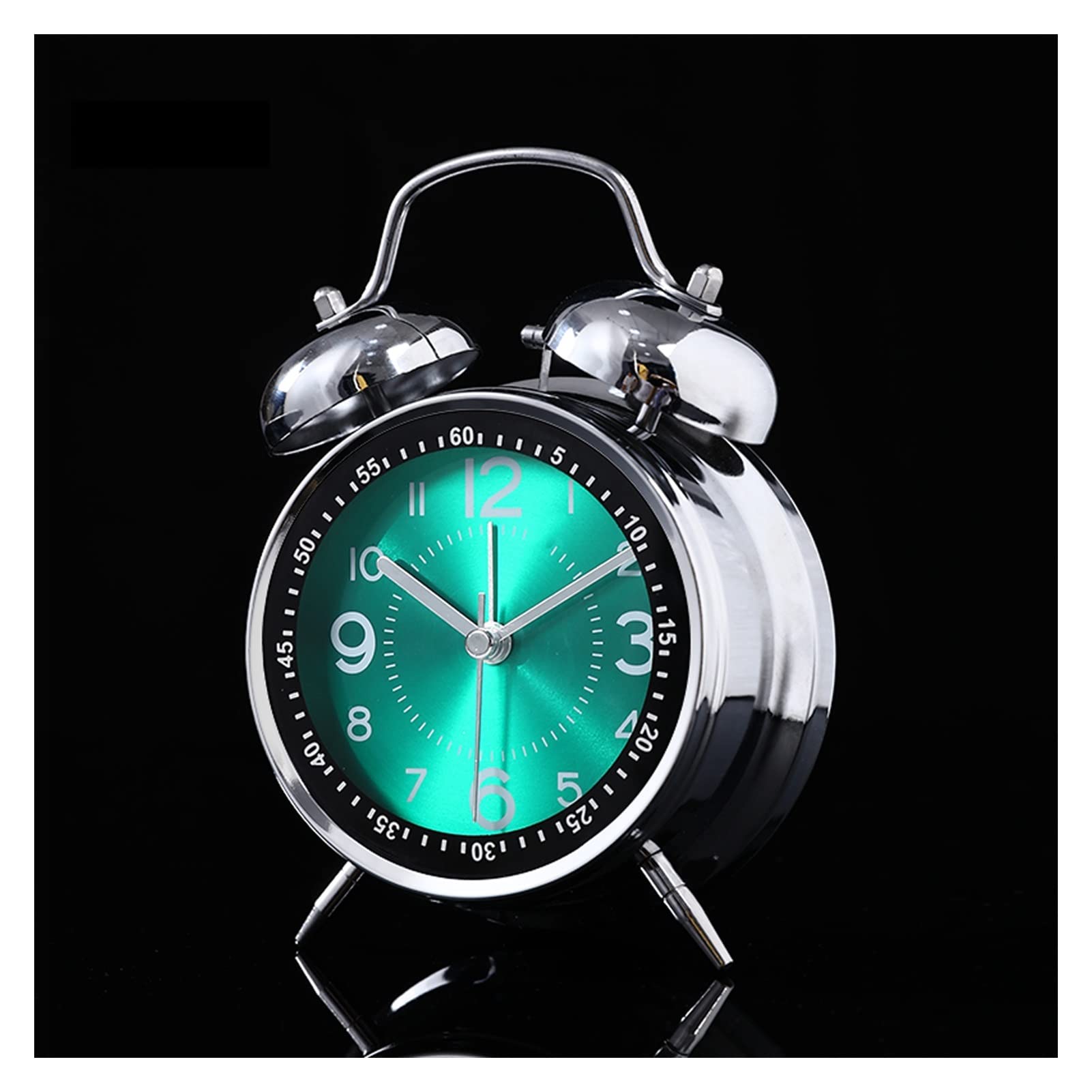 BMKGODN alarm clock， 4in Twin,Loud Volume Metal Bedside Clock with Night Light,for Office Table Bedroom Nightstand(Green)