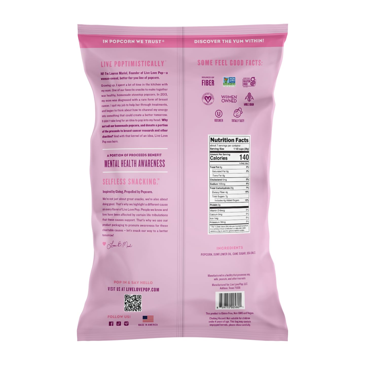 Live Love Pop Sweet & Salty Kettle Corn 7oz (12 Pack)