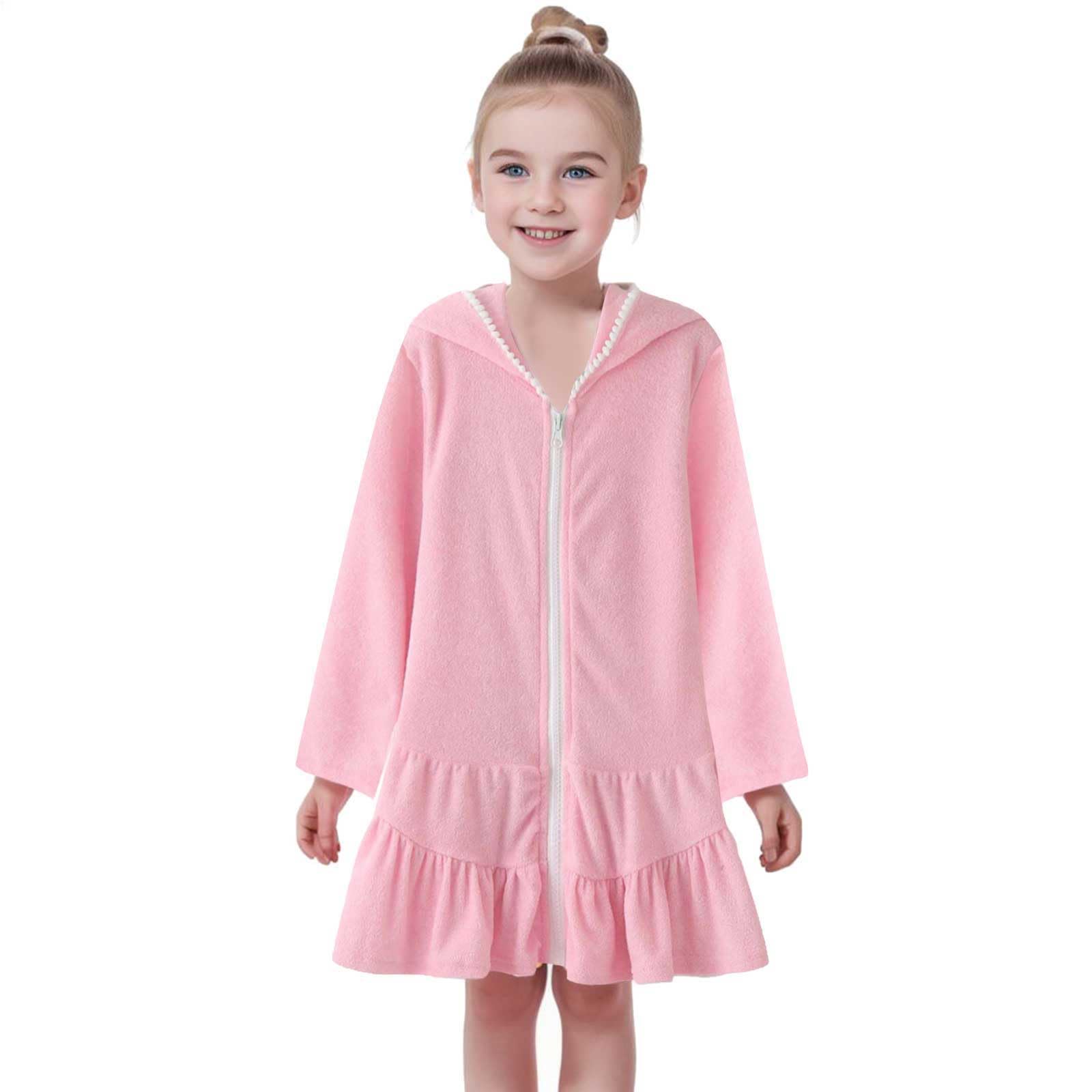 Generisch Maillot de bain pour fille avec fermeture éclair - Peignoir absorbant - Robe de plage