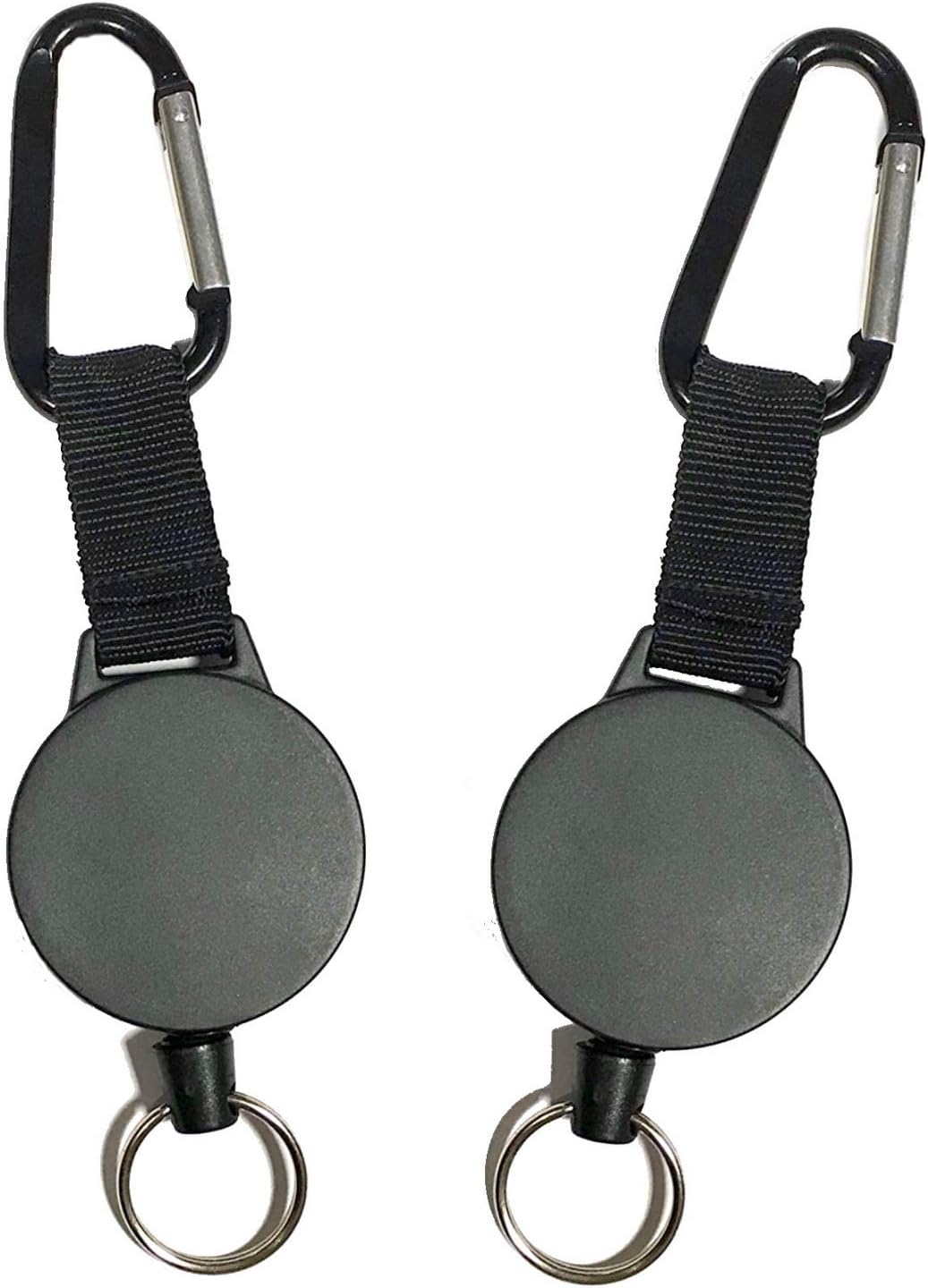ALAZCO 2 Heavy Duty Retractable Key Chain & Badge Reel Holder W/Carabiner Clip – Swivel-Back Extractable 42 inch Yo-Yo Stainless Cable - Great for Swipe ID Cards or USB Flash Drives