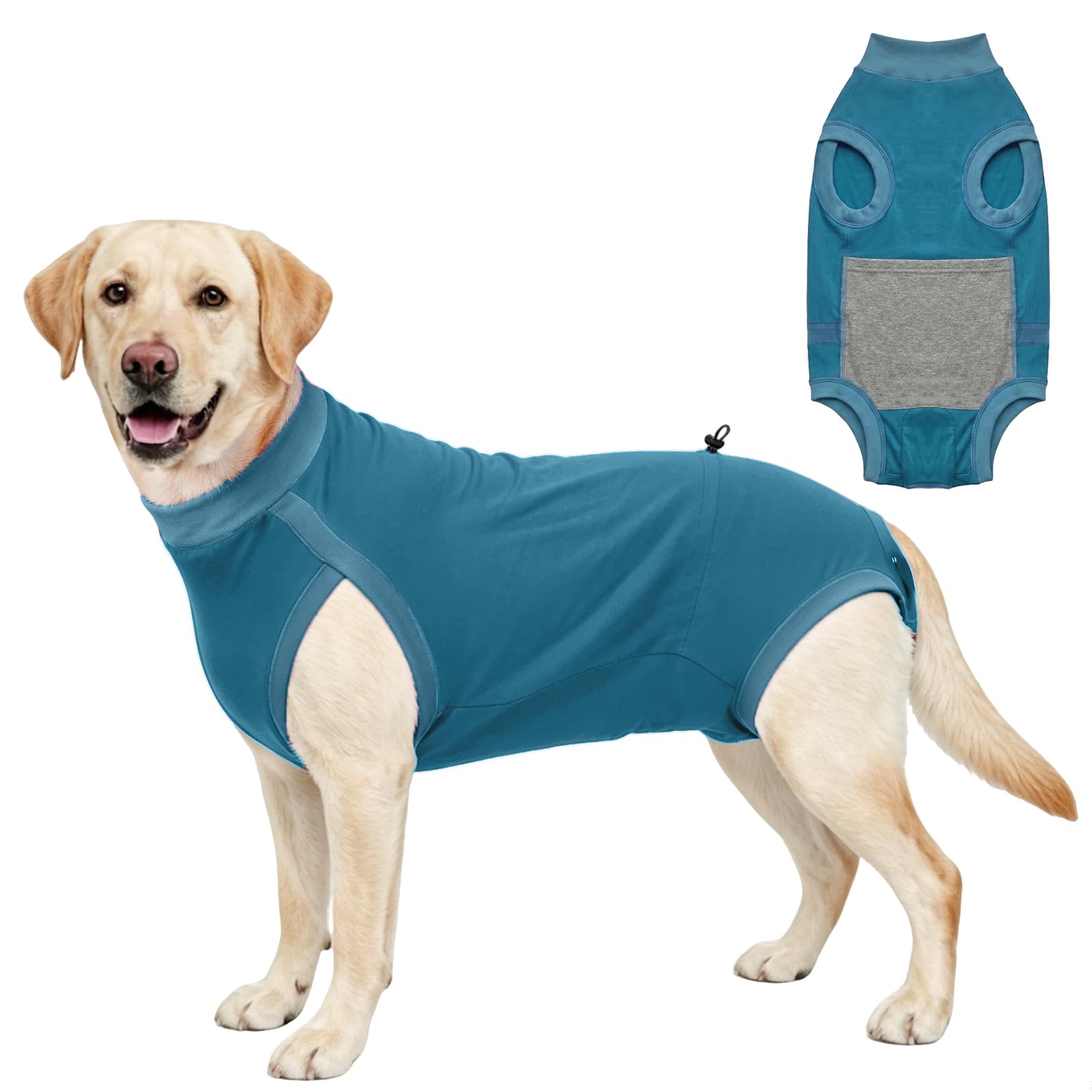 Poiinvc Dog Surgery Recovery Suit for Male and Female Adjustable Waist Cotton Post-Surgery Bodysuit Double-Layer Abdominal Anti-Lick Fabric Breathable and Comfortable Suitable Dogs Cone Alternative