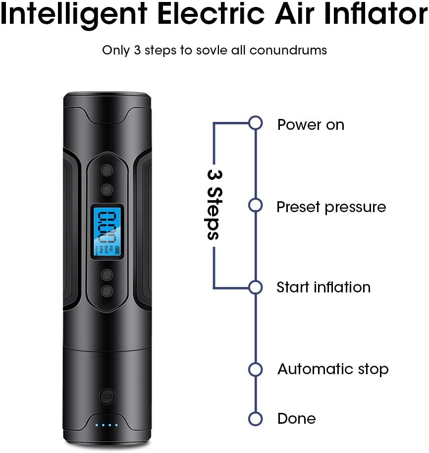 Three-step inflation process for the Jansite Electric Air Inflator