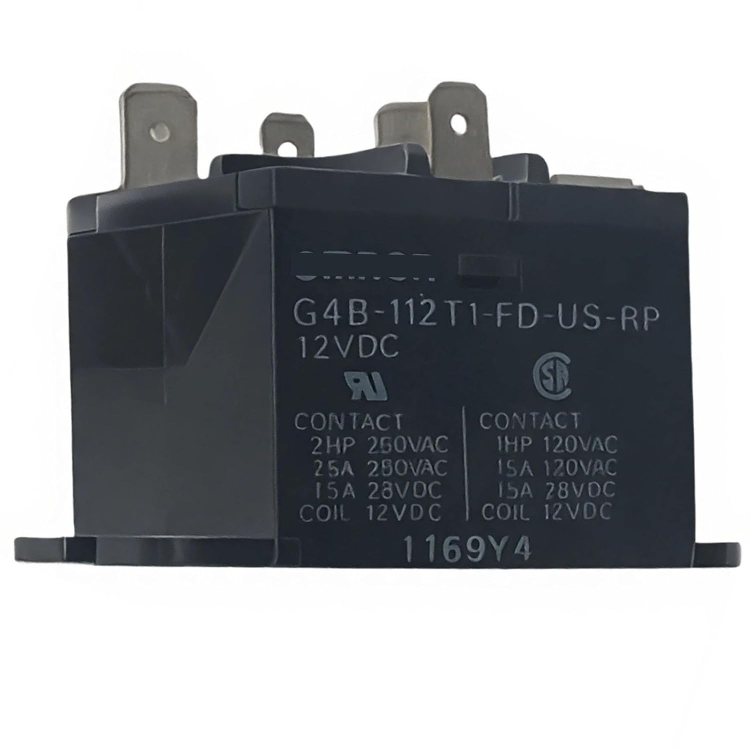 G4B-112T1-FD-US-RP 12VDC 4pins Power Relay, SPST-NO 1 Form A, 15A 250VAC/28VDC, Quick-Connect 0.187, Chassis Mount Bracket, UL Recognized — Compatible with G4B-112T1-US Family DC12