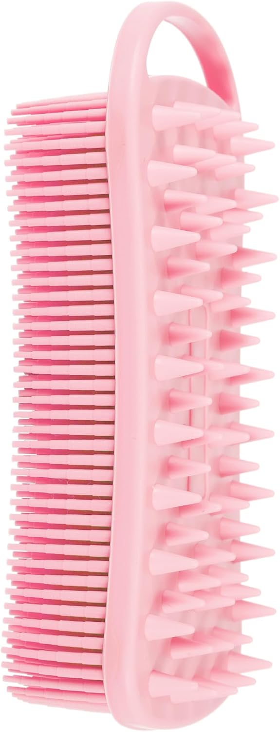 VOCOSTE Silikonowy peeling do ciała, 2 w 1, szczotka do ciała, masażer głowy, różowy
