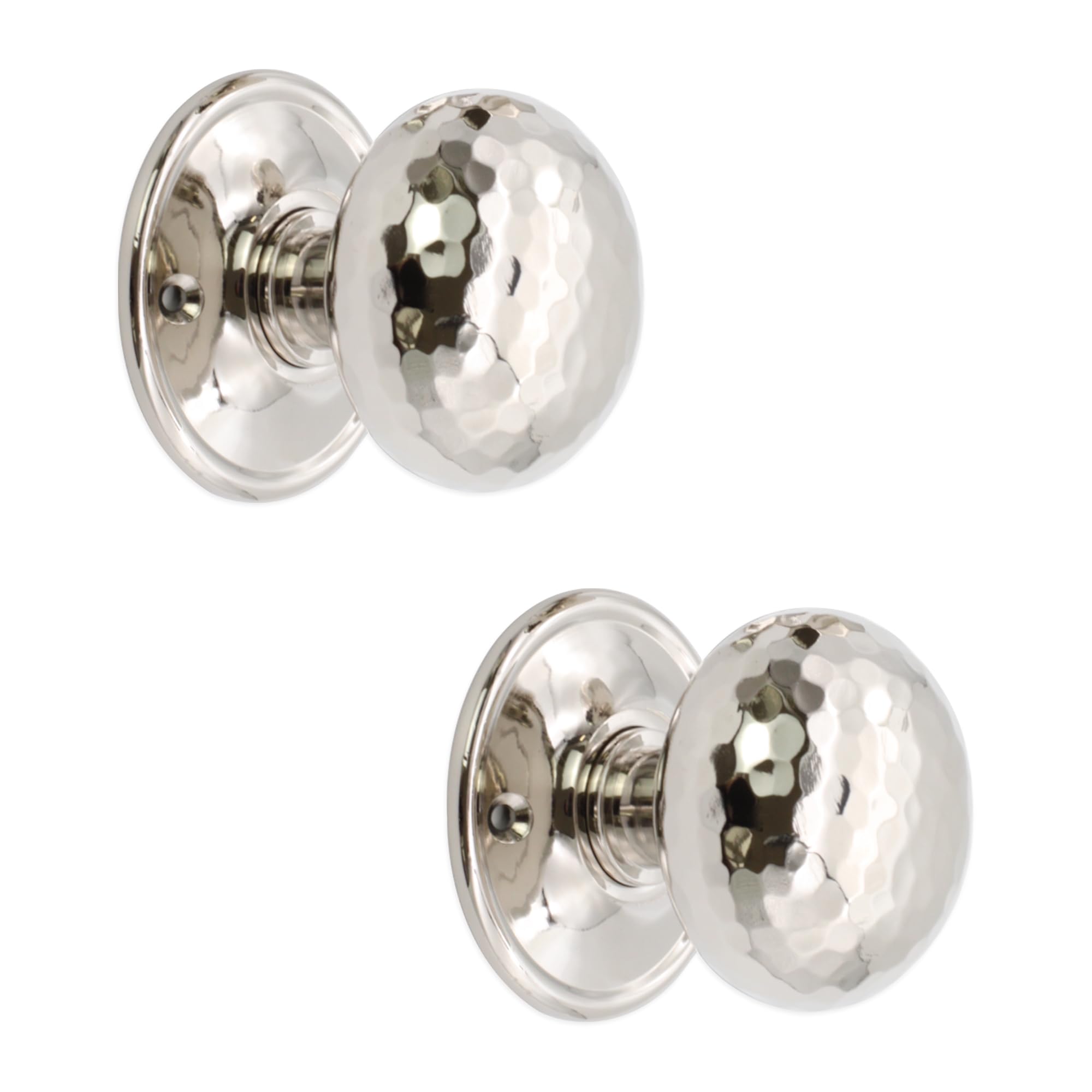 Poignées de porte martelées en nickel poli 50mm pour remplacer vos béquilles usées et fragiles