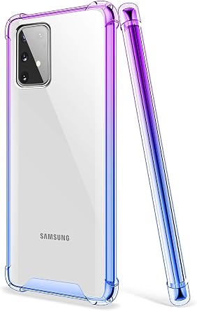 Galaxy S10 Lite Case - Clear Cute Gradient Slim Protective Case with Reinforced TPU Bumper for Samsung Galaxy S10 Lite 6.7 Inch 2020 Purple Blue