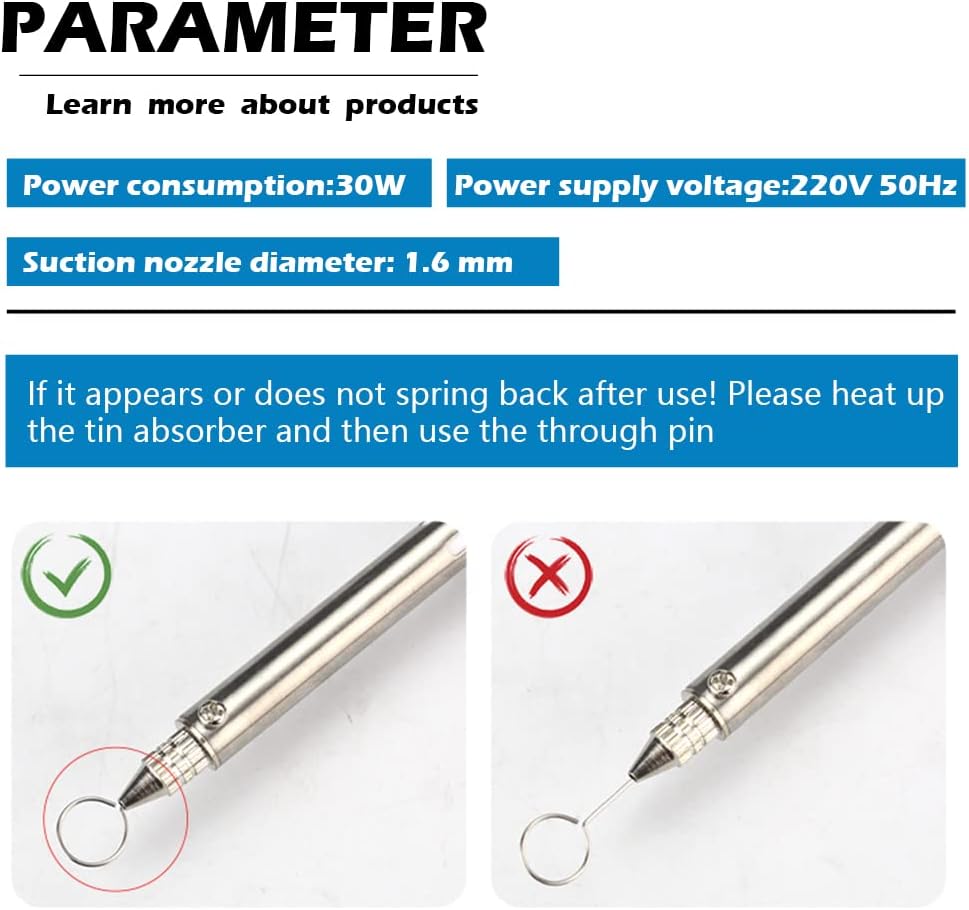 HANDSKIT Electric Desoldering Pump Desoldering Iron Solder Sucker with Shorter Charging Handle and Desoldering Suction Nozzles for Through Hole Desoldering Repairing