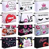 Sanwuta 12 Pieces Cosmetic Makeup Bags Printed Roomy Toiletry Waterproof Beauty Bag Organizer Pouches with Zipper Makeup Accessories for Women(Love Style)