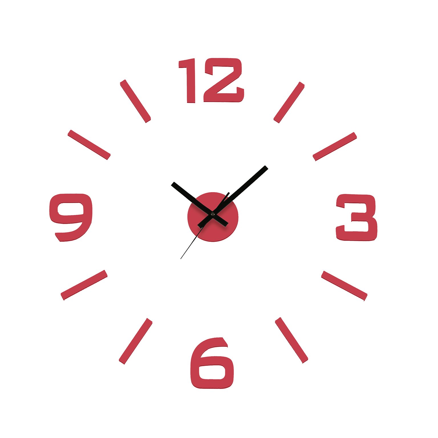 Versa Klistermärke Reloj de Pared Silencioso Decorativo para la Cocina, el Salón, el Comedor o la Habitación, Estilo Moderno, Medidas (Al x L x An) 60 x 3 x 60 cm, Polipropileno, Color Rojo