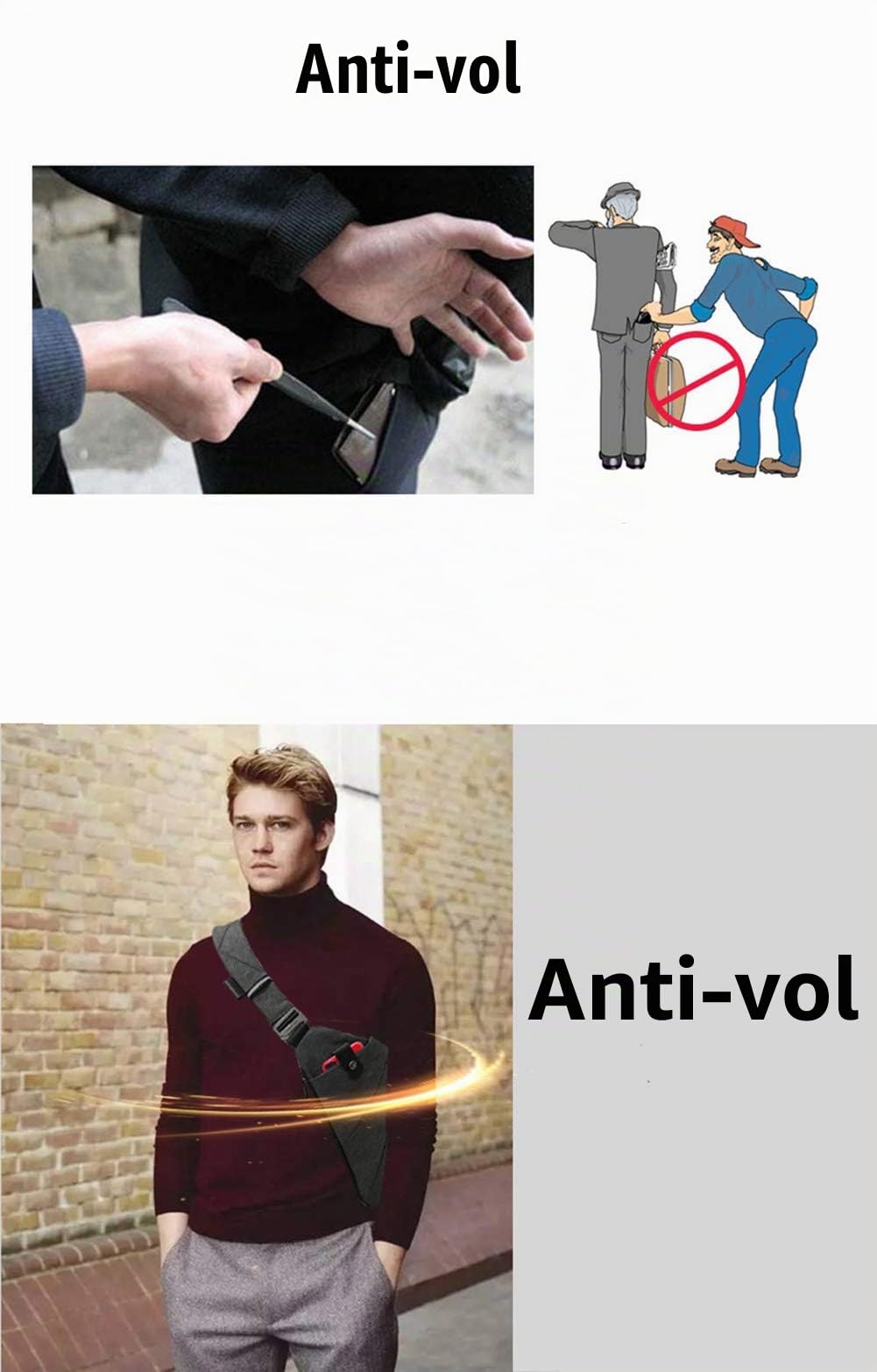 Sac bandoulière pour hommes et femmes
