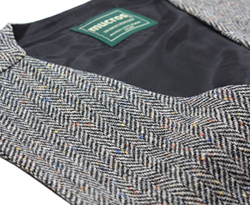 Men's Irish Tweed Vest Grey Herringbone Wool Full Back Made In Ireland Large #TOP1