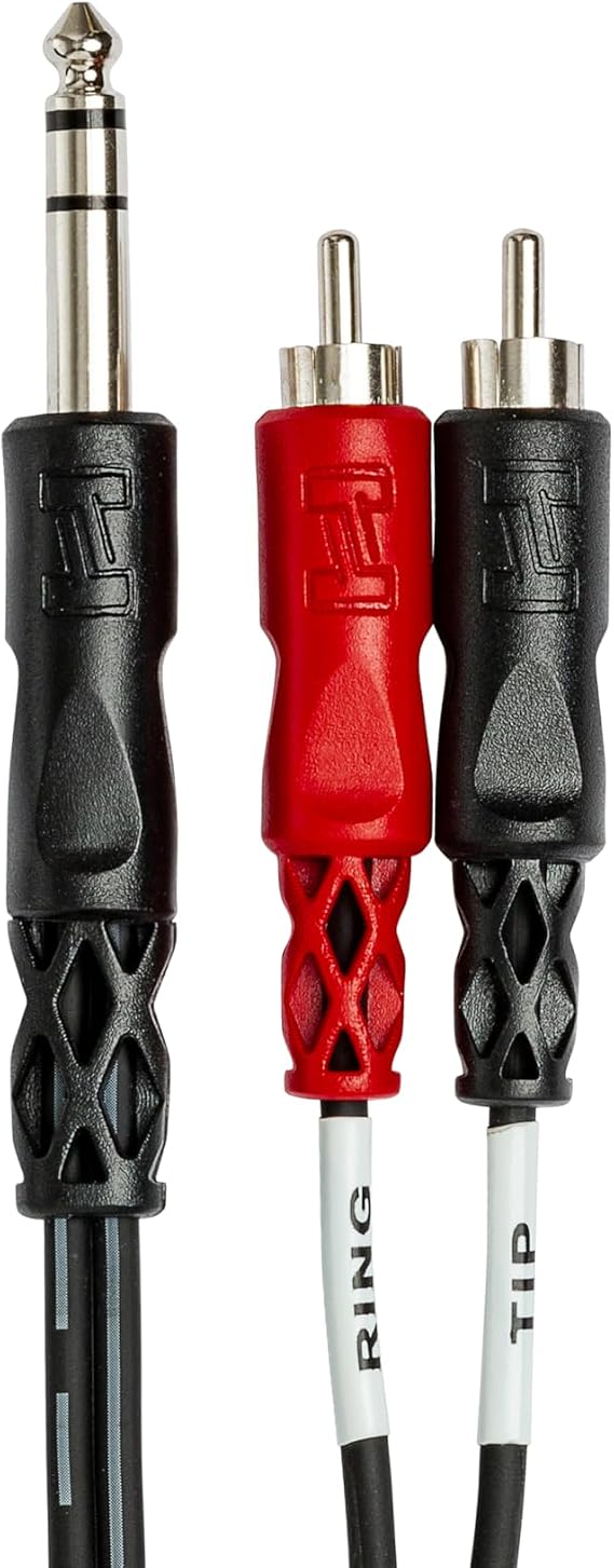 Hosa TRS-202 1/4 Inch TRS to Dual RCA Insert Cable, 6.6 Feet