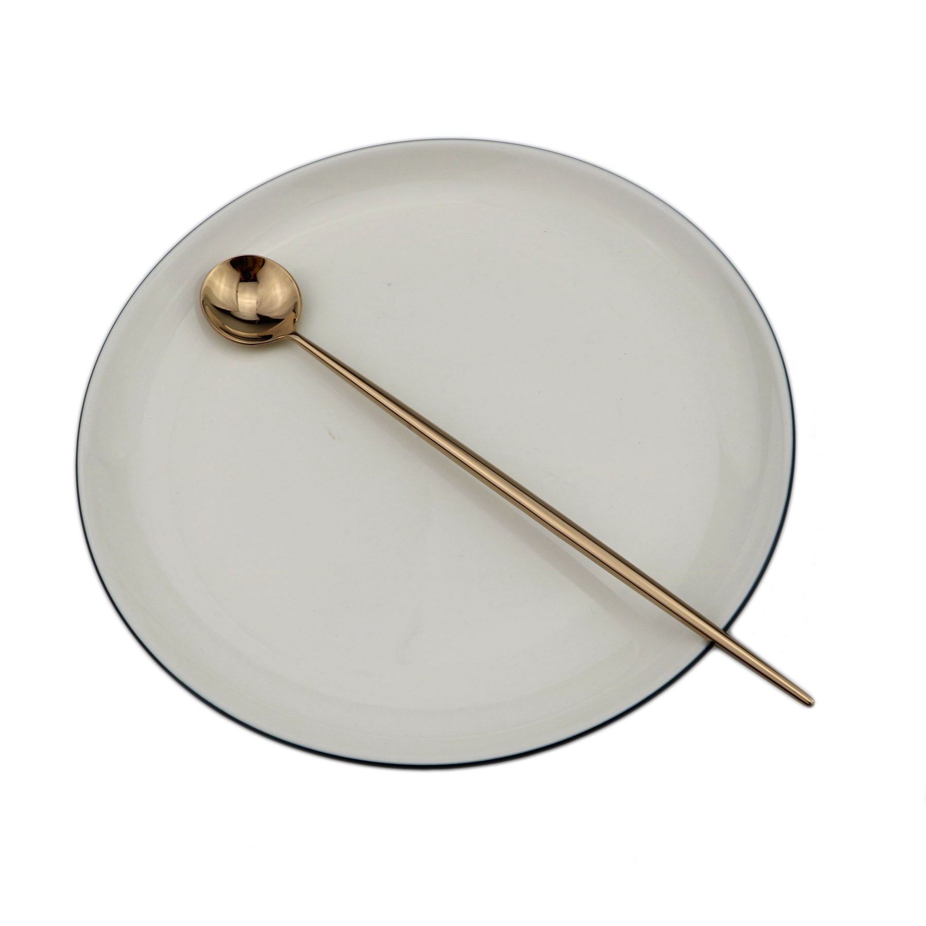 BRIIEC Rose Gold 18/10 Stainles Steel Long Handle Ice Cream Spoon, Latte Spoon, Cocktail Stirring Spoons, Mirror Finish, Dishwasher Safe, Pack of 6