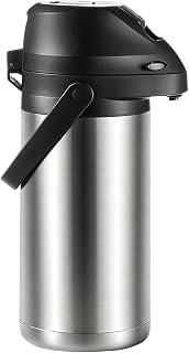 Jarra Térmica Con Bomba | Acero Inoxidable 1900ml Plata Gran Capacidad Dispensador Presión | Termo Agua Caliente | Conserva Calor Café Camping Cocina Uso