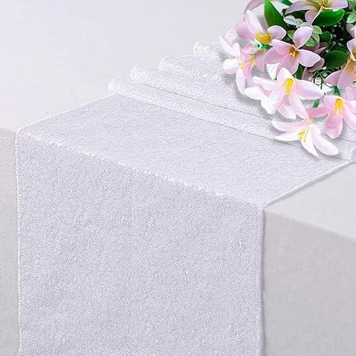 Vista 29 de Camino de mesa de lentejuelas lavanda de 12 x 108 pulgadas, paquete de 6, camino rectangular con purpurina para decoración de fiestas, graduaciones