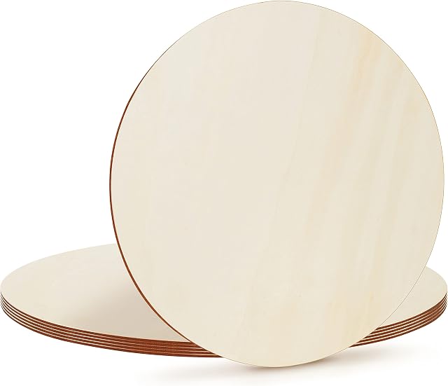 Belle Vous Wooden Unfinished Round Circles (6 Pack) - 40cm / 16 Inches - 2.5mm Plain Natural Blank Wood Discs - Cutout Slices for Crafts, Coasters, Home Decorations & Ornaments
