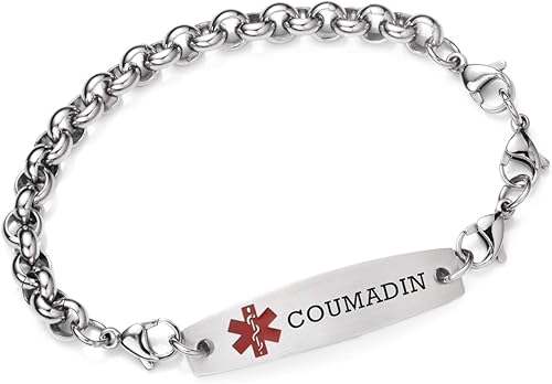 Miniatura 197 de Brazaletes de alerta médica ajustables de 7.5" a 9" para mujer/hombre, de acero inoxidable, intercambiables