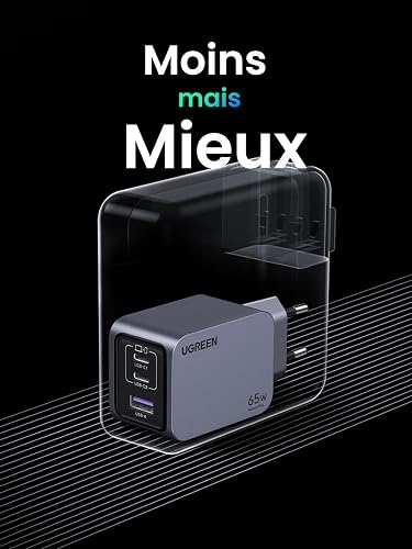 UGREEN Nexode Pro 65W Chargeur Rapide USB C 3 Ports GaNInfinity Tech - 8